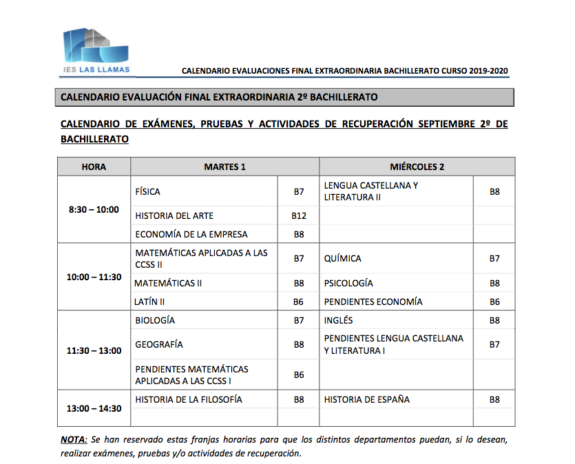 2º BACH Calendario FEX 2020