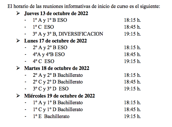 Calendario reuniones