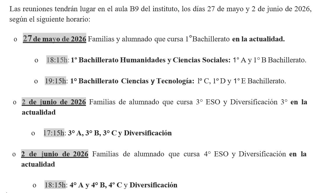 Calendario reuniones 26