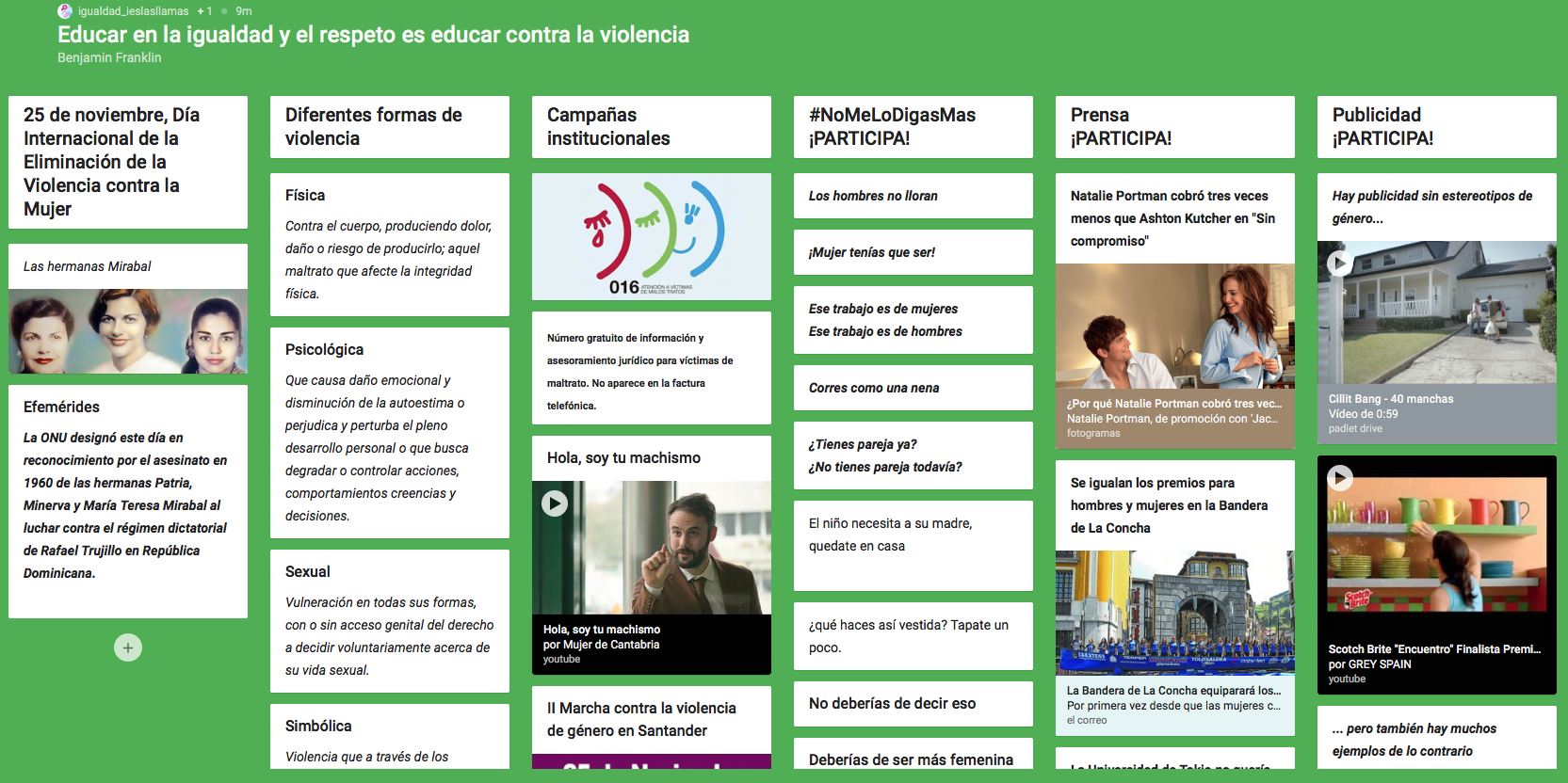 Padlet igualdad Las Llamas